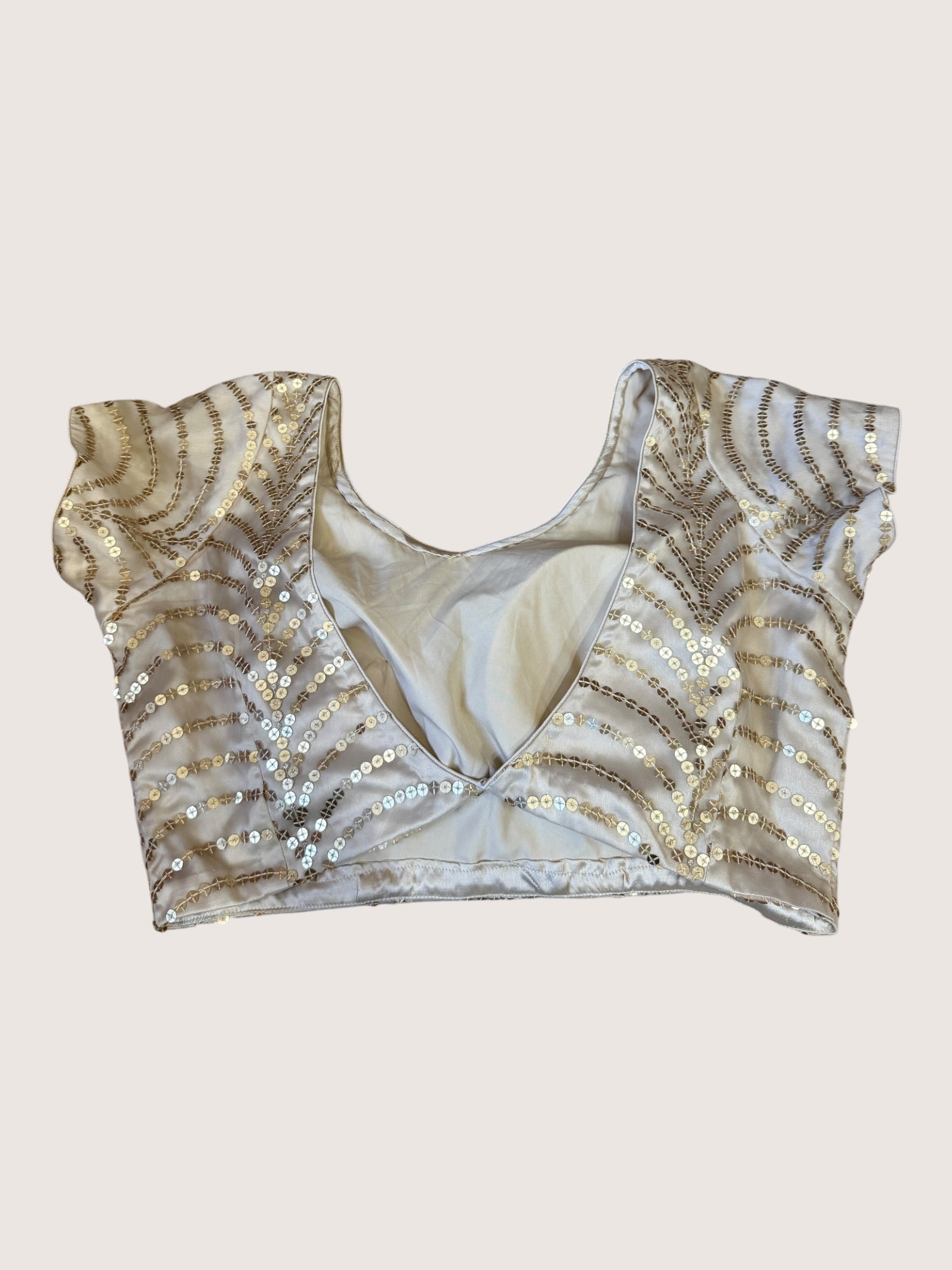 Satin Cream Blouse with Gold Sequins