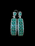 Turquoise Stone & Diamond Hoop Earrings