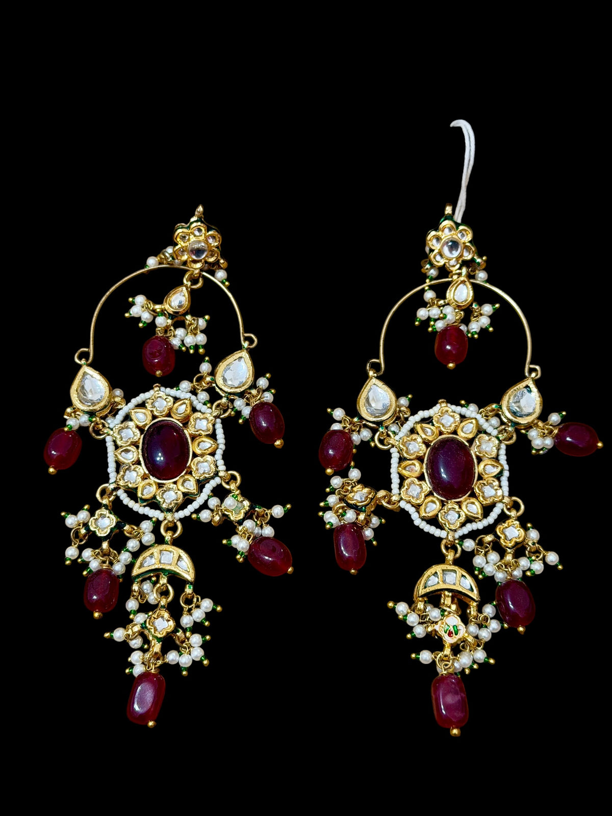 Gold Pearl & Ruby Earrings
