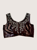 Brown Velvet Blouse with Embroidery
