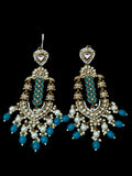Gold Earrings with Turqoise Stones & Pearl Drops