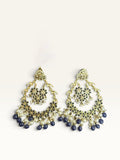 Navy Blue Pearl Chandbali Earrings by Sabby Clothing