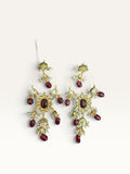 Ruby Red Kundan-Style Chandbali Earrings by Sabby Clothing