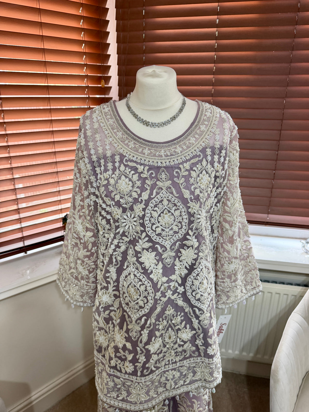 Lavender Silver Embroidered Sharara Set