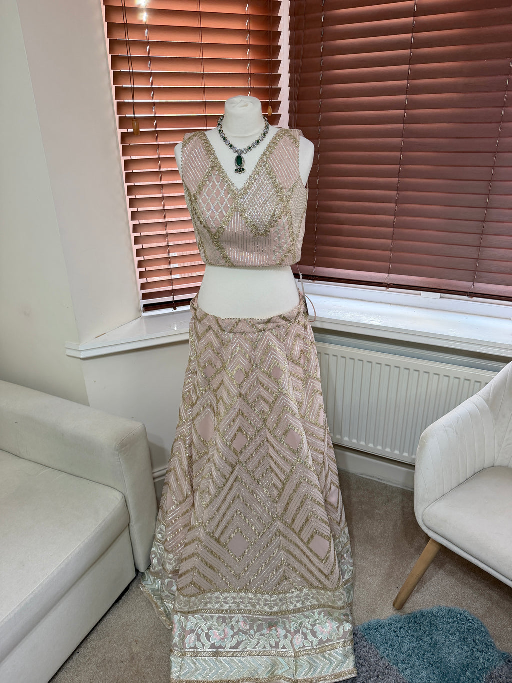 Champagne & Blush Embellished Lehenga Set