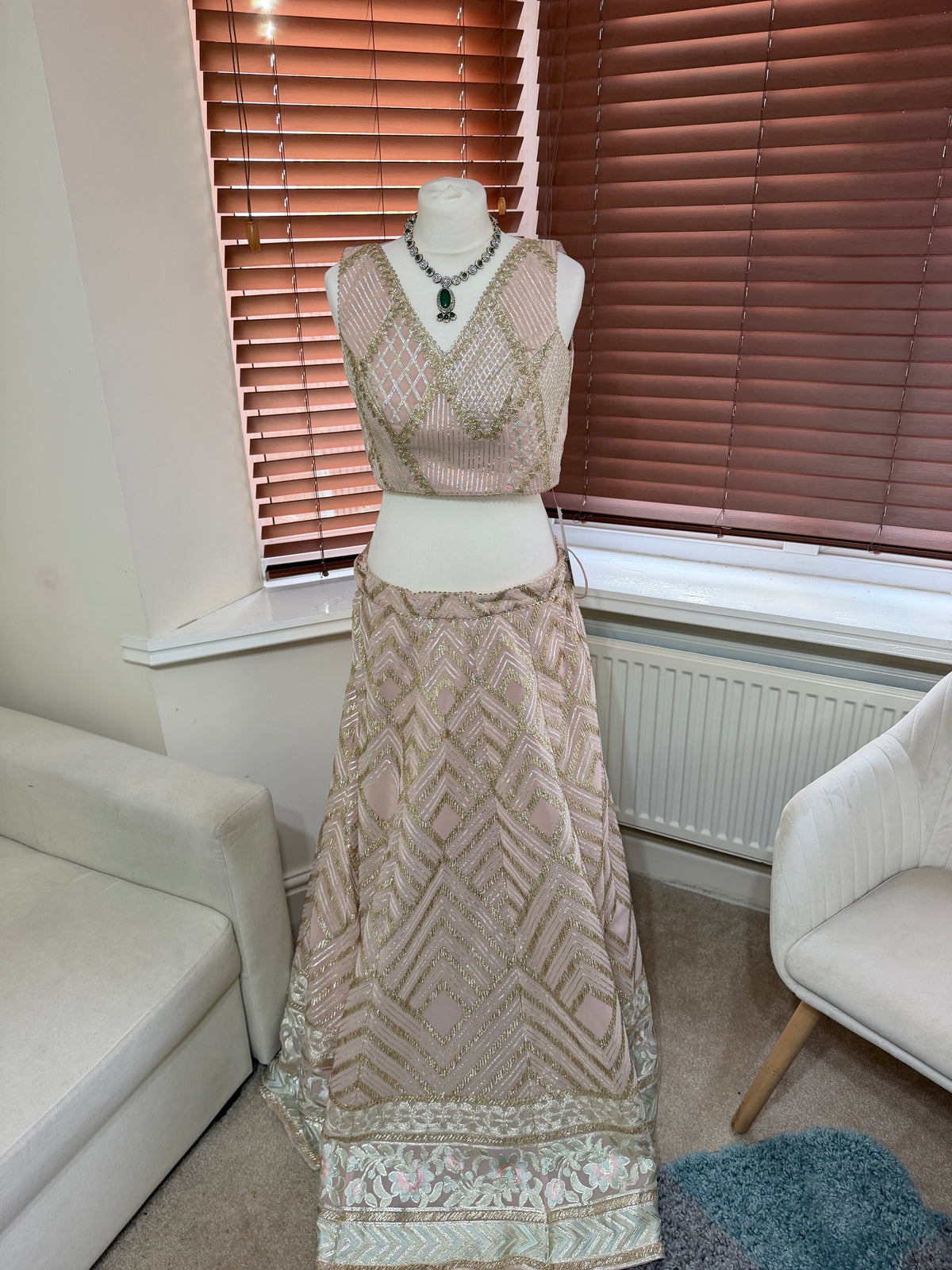 Champagne & Blush Embellished Lehenga Set