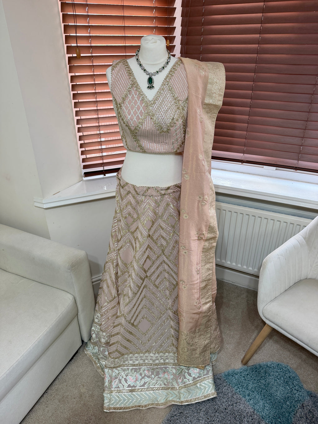 Champagne & Blush Embellished Lehenga Set