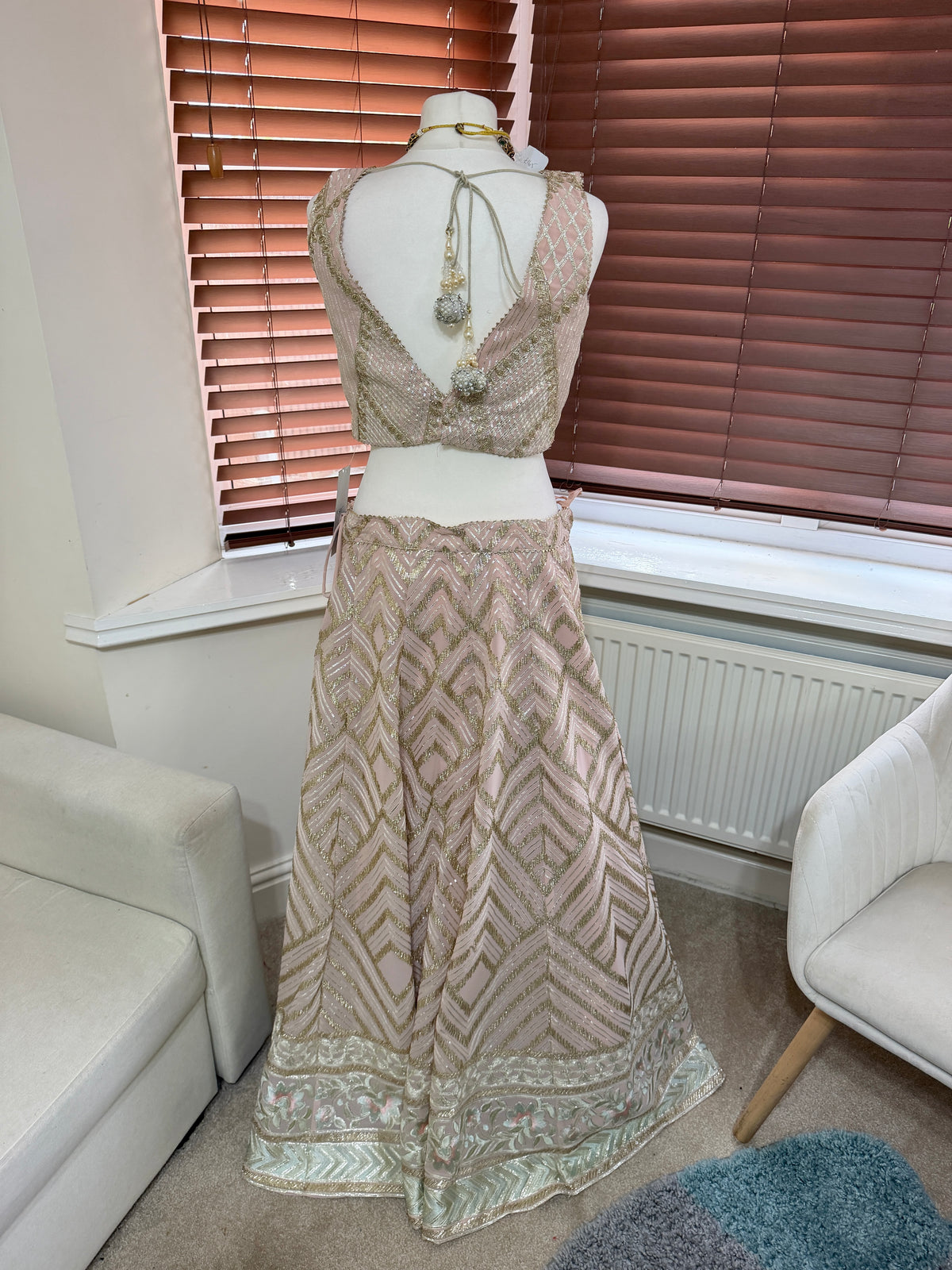 Champagne & Blush Embellished Lehenga Set