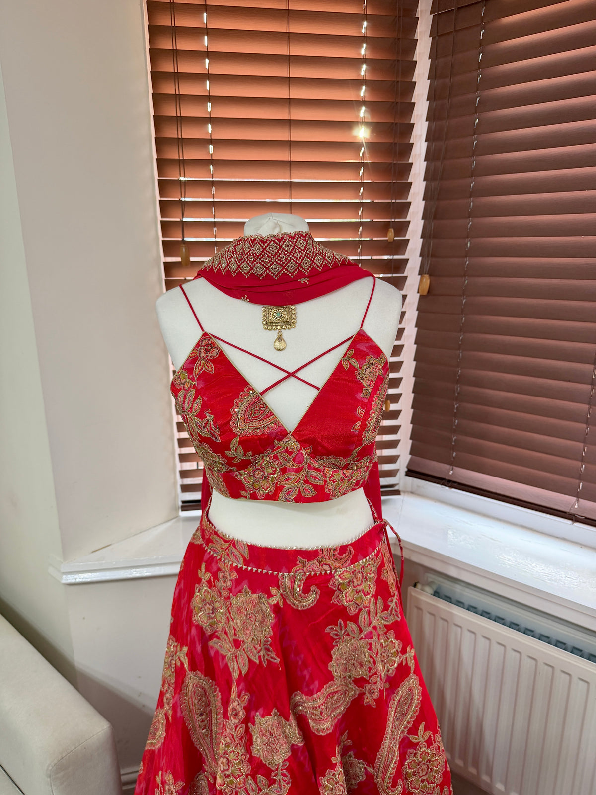 Red Floral Printed Lehenga
