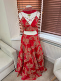 Red Floral Printed Lehenga