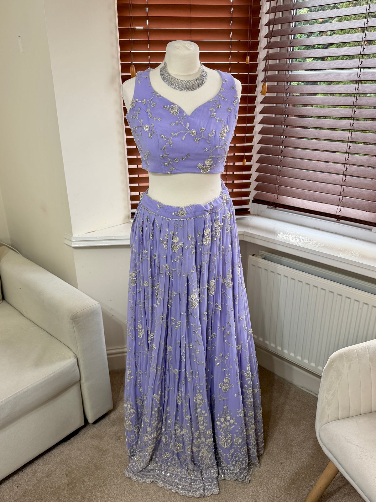 Purple Embroidered Lehenga