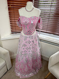Pink & White Ombre Mirror-Work Lehenga Set
