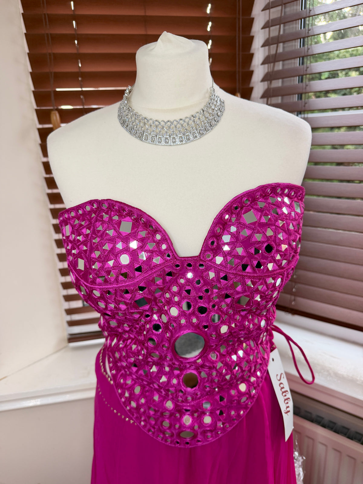 Hot Pink Mirror-Work Lehenga Set