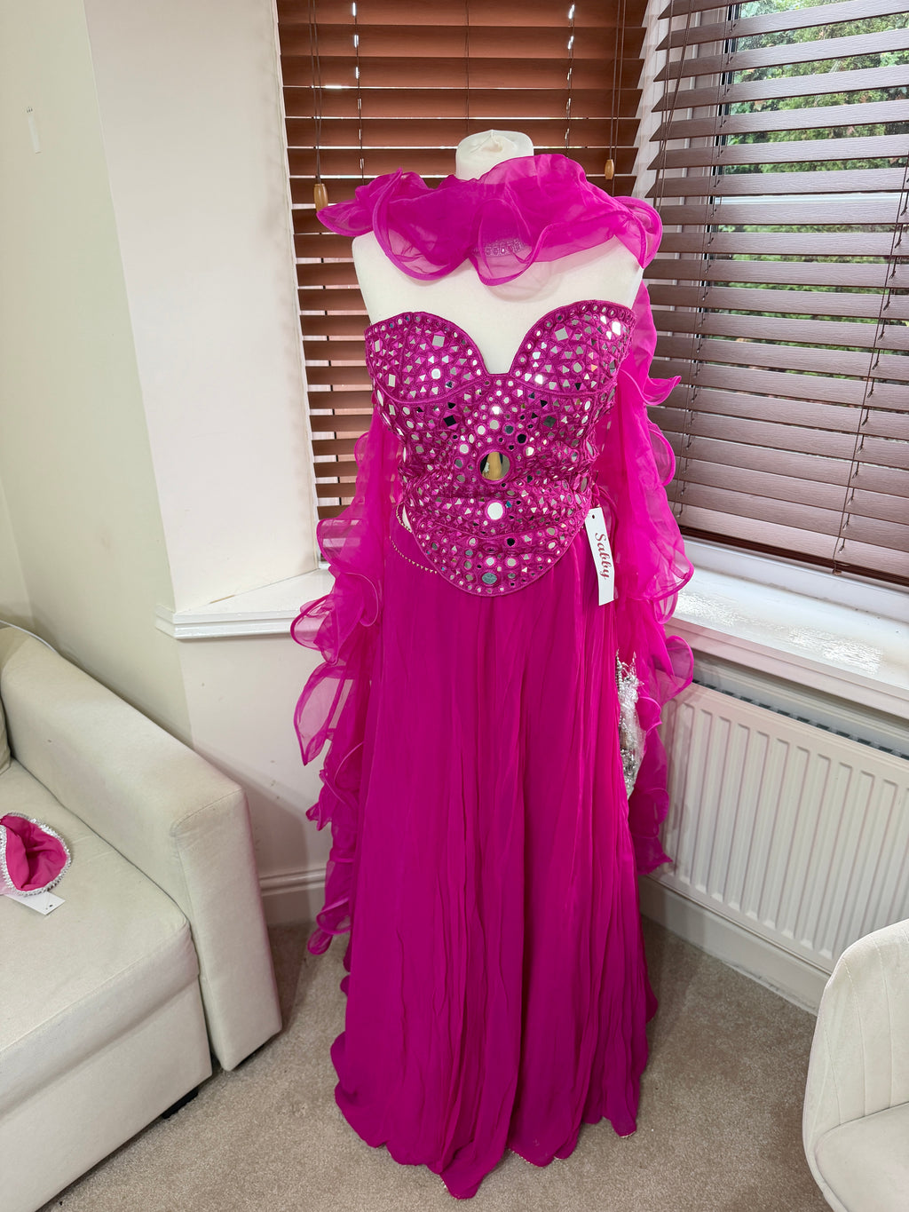 Hot Pink Mirror-Work Lehenga Set