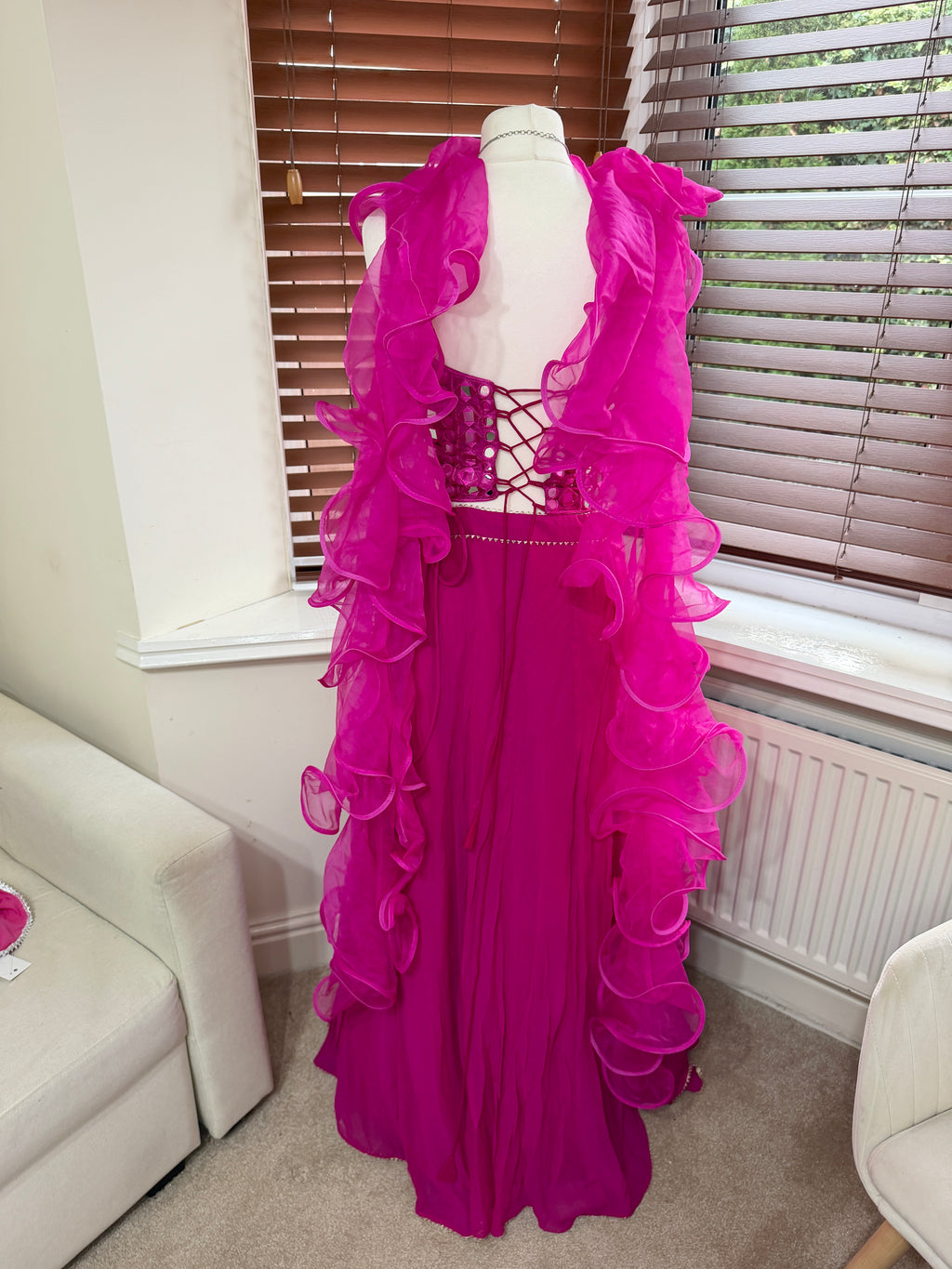Hot Pink Mirror-Work Lehenga Set