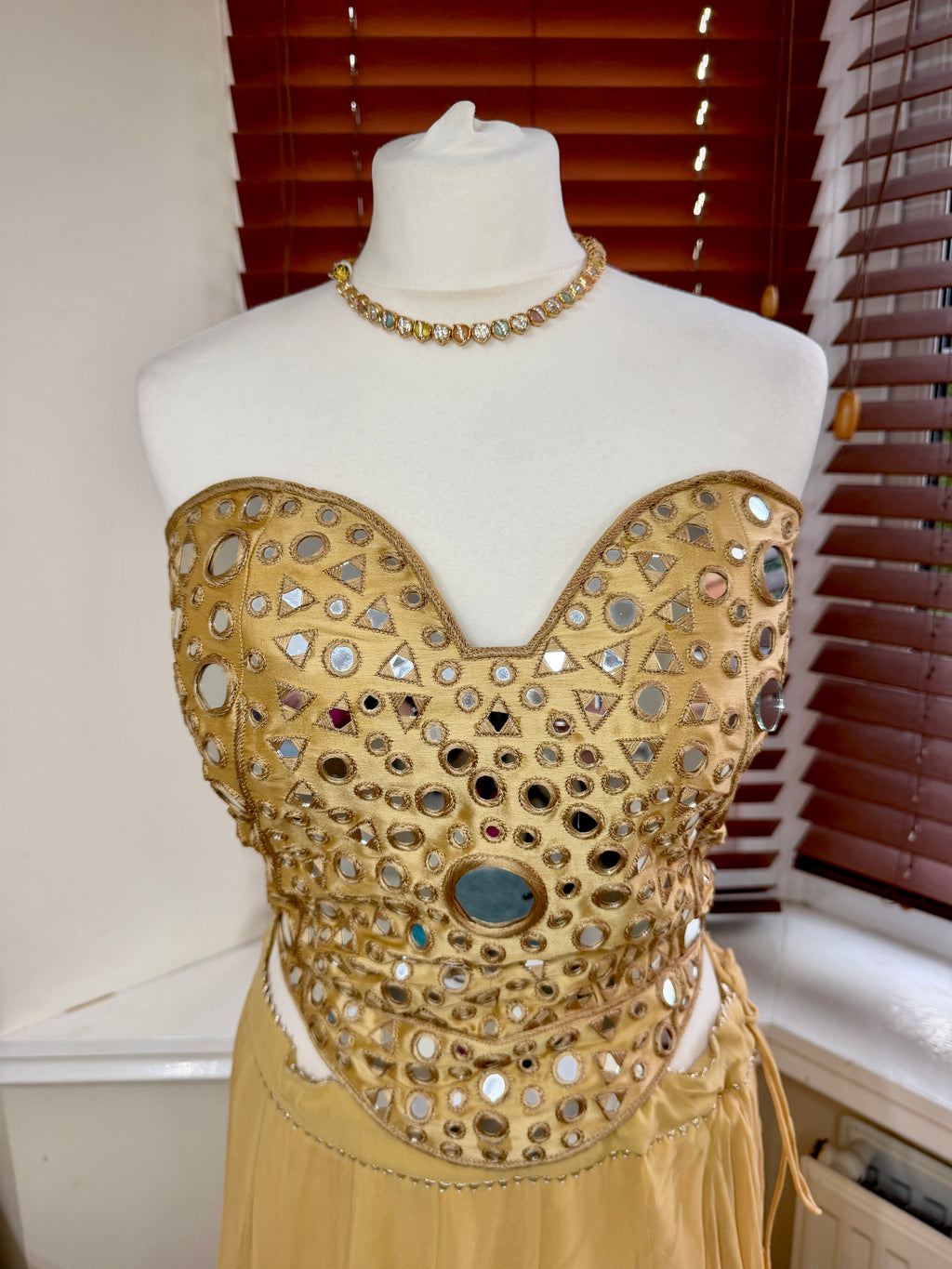 Gold Mirror Work Lehenga