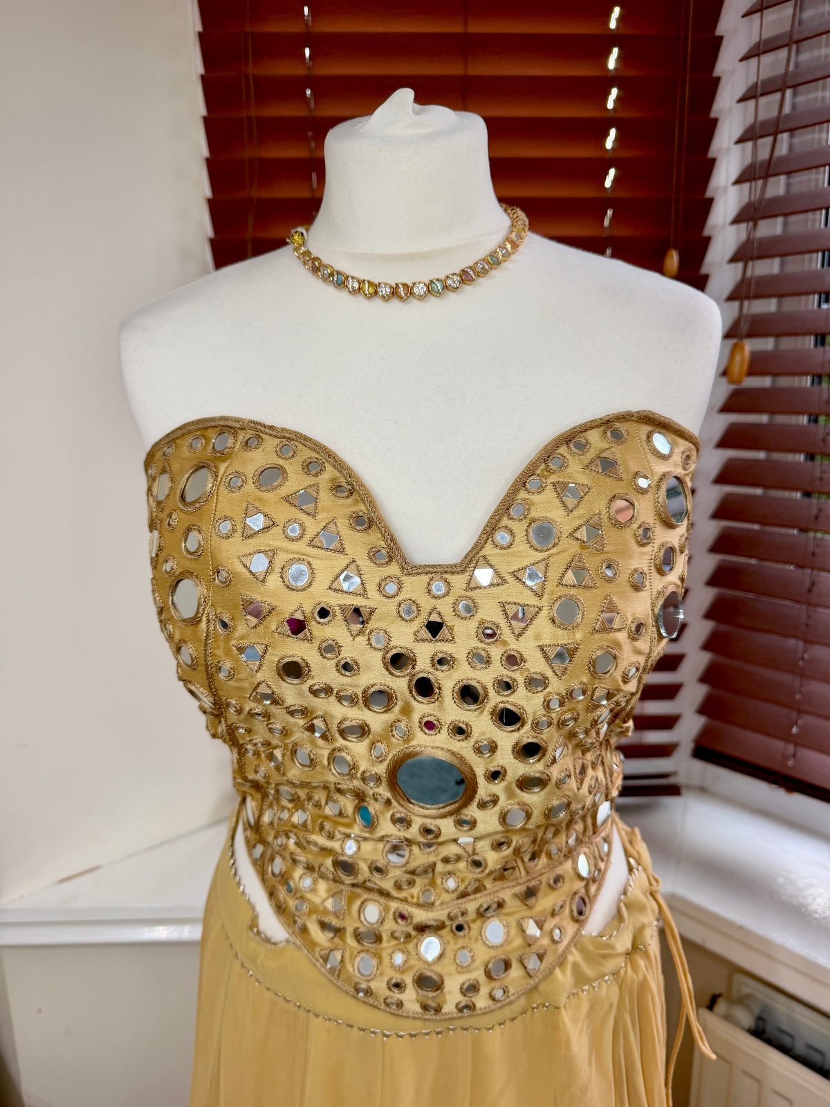 Gold Mirror Work Lehenga