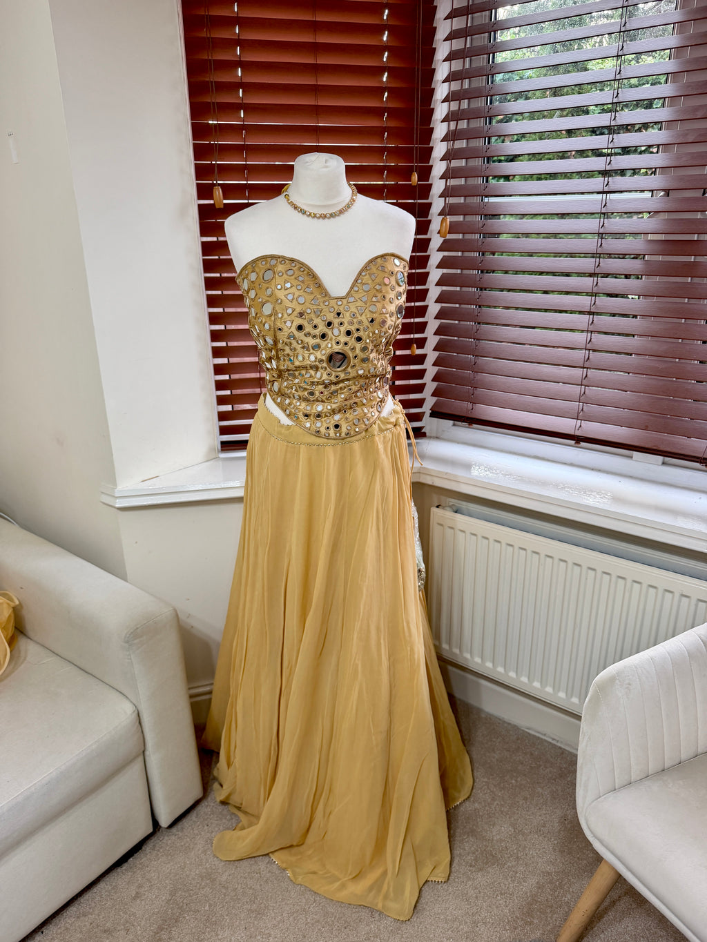 Gold Mirror Work Lehenga