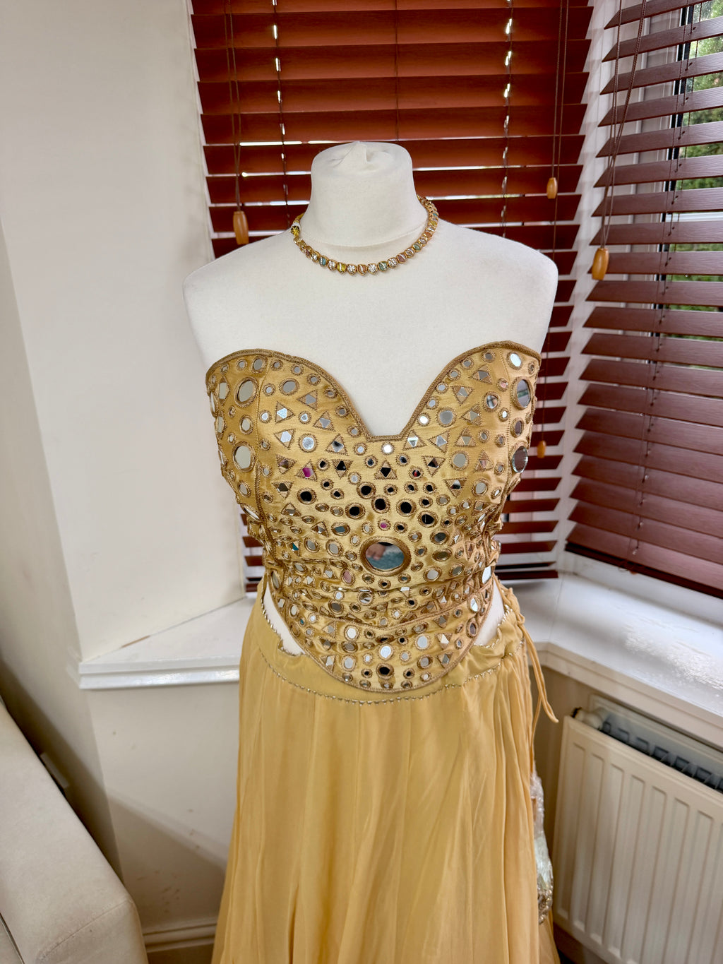 Gold Mirror Work Lehenga