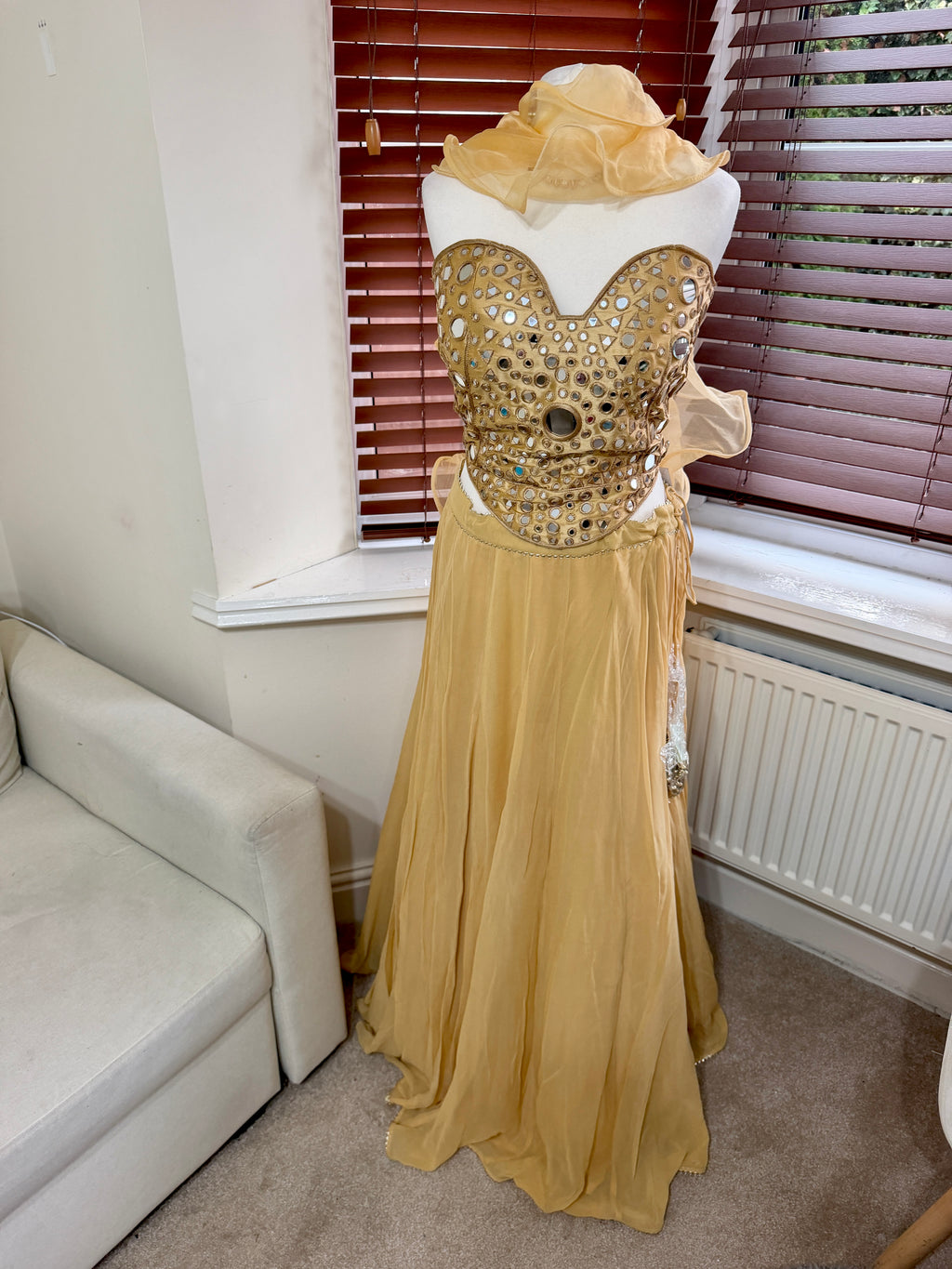 Gold Mirror Work Lehenga