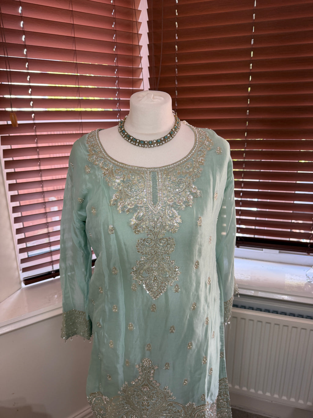 Light Blue Sharara with Silver Embroidery
