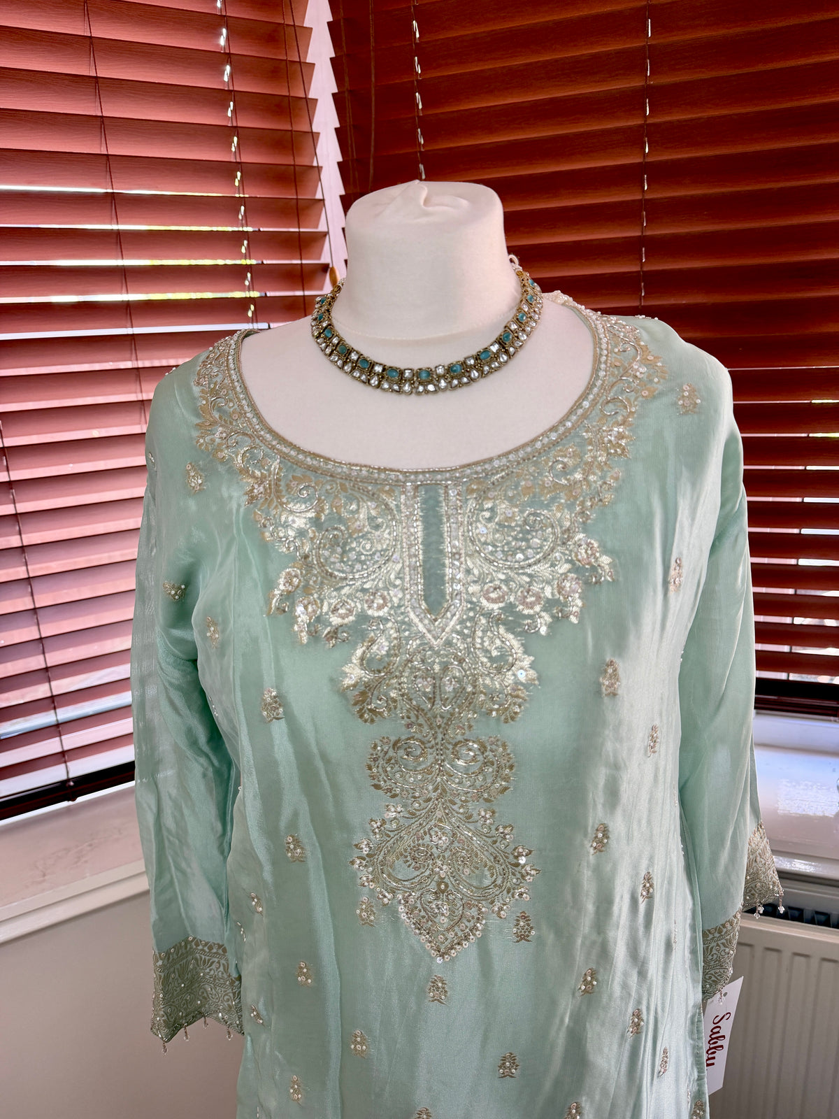 Light Blue Sharara with Silver Embroidery