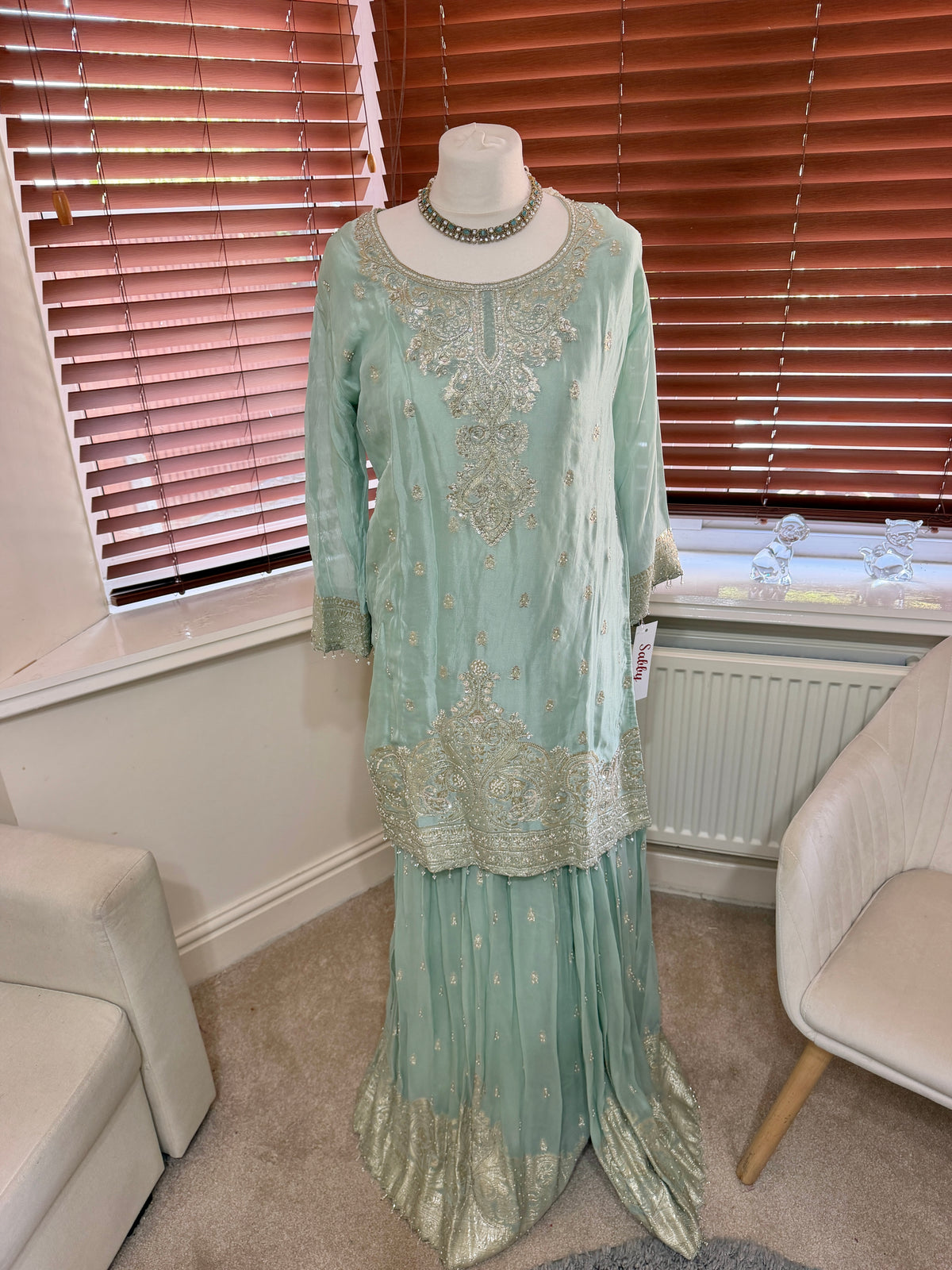 Light Blue Sharara with Silver Embroidery