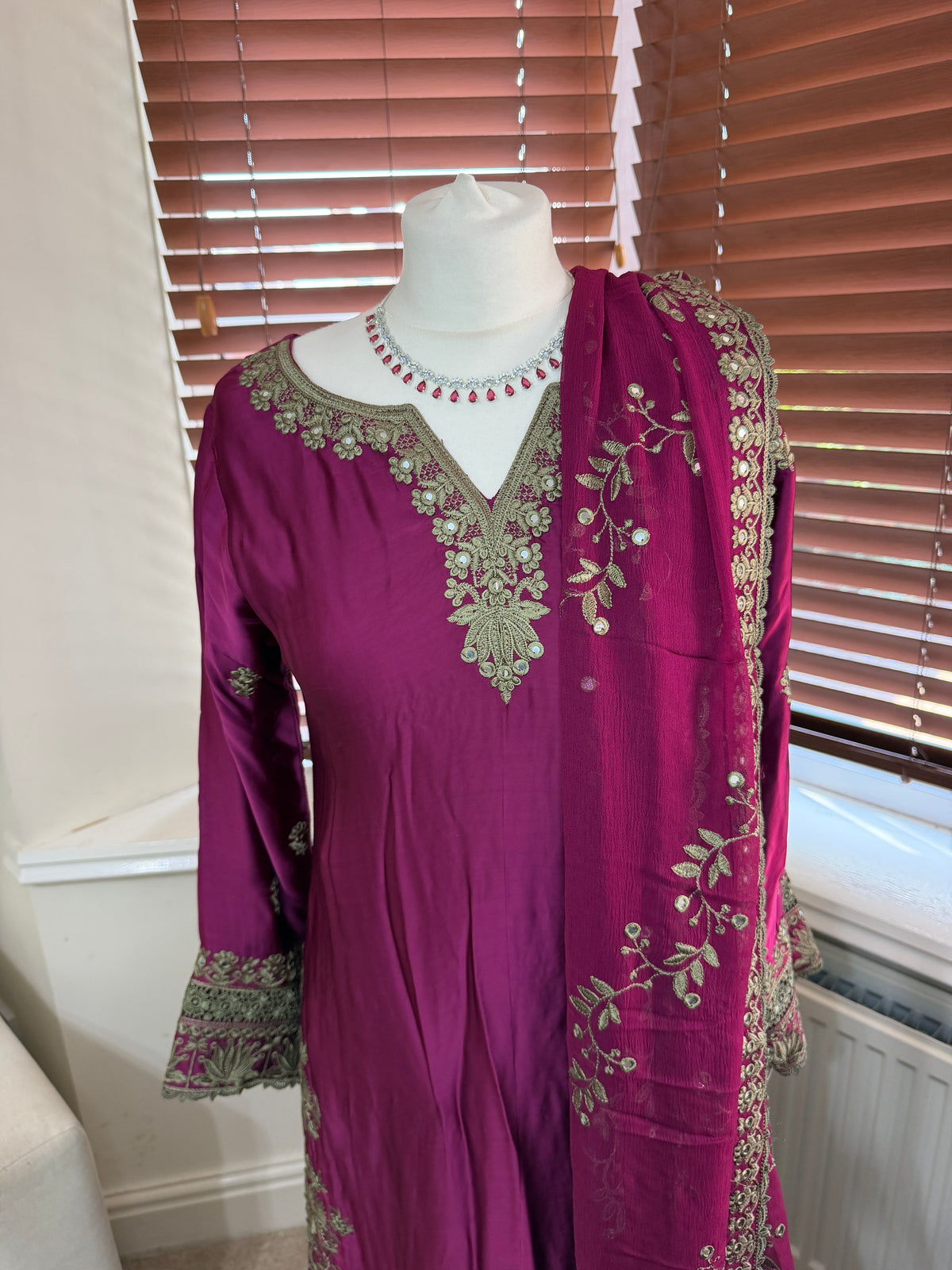 Magenta Embellished Palazzo Set