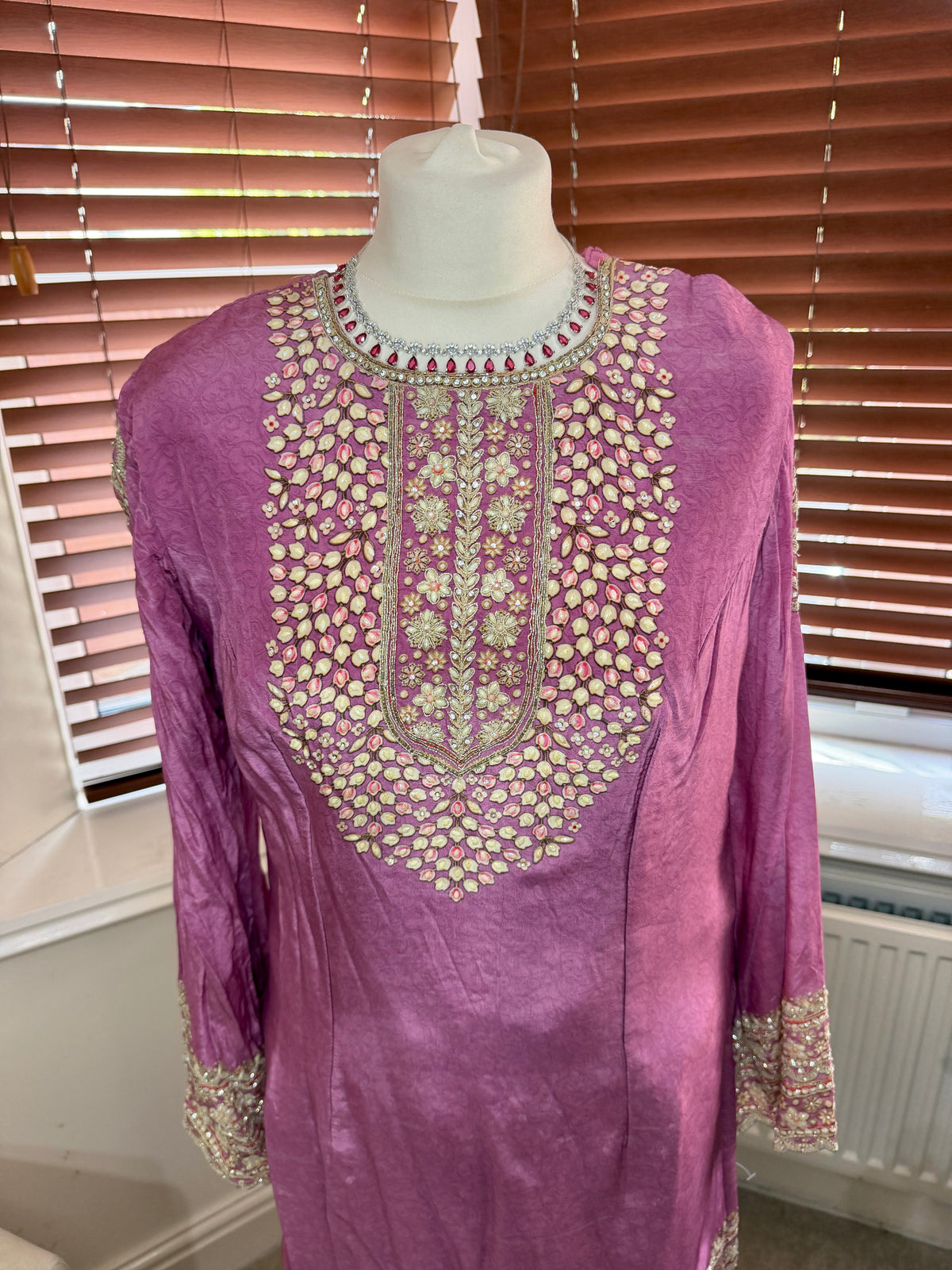 Mauve Pink Embellished Trouser Set