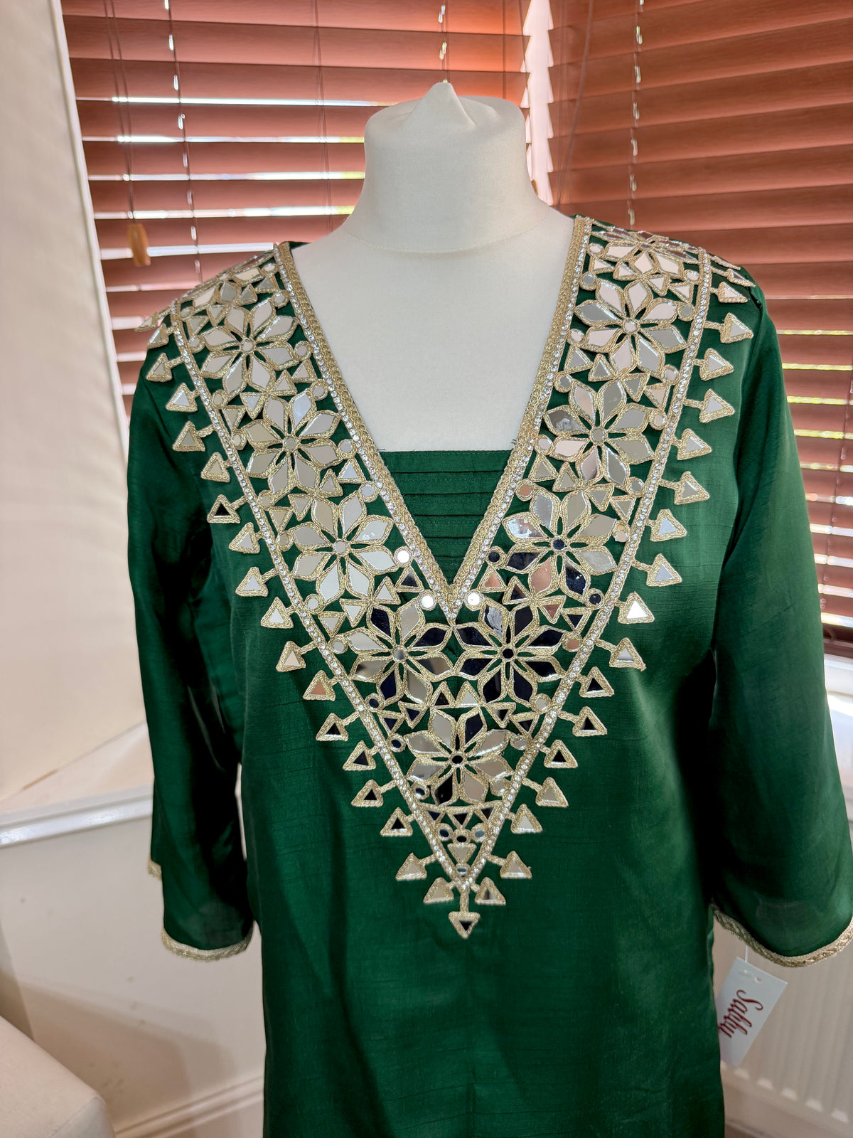 Emerald Green Mirror Work Trouser Set