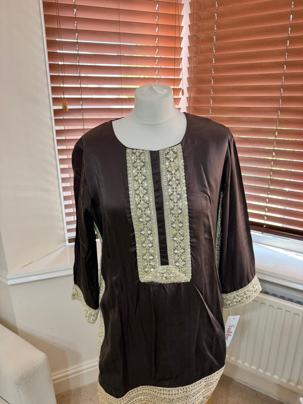 Chocolate Brown, Mustard and Teal Sharara