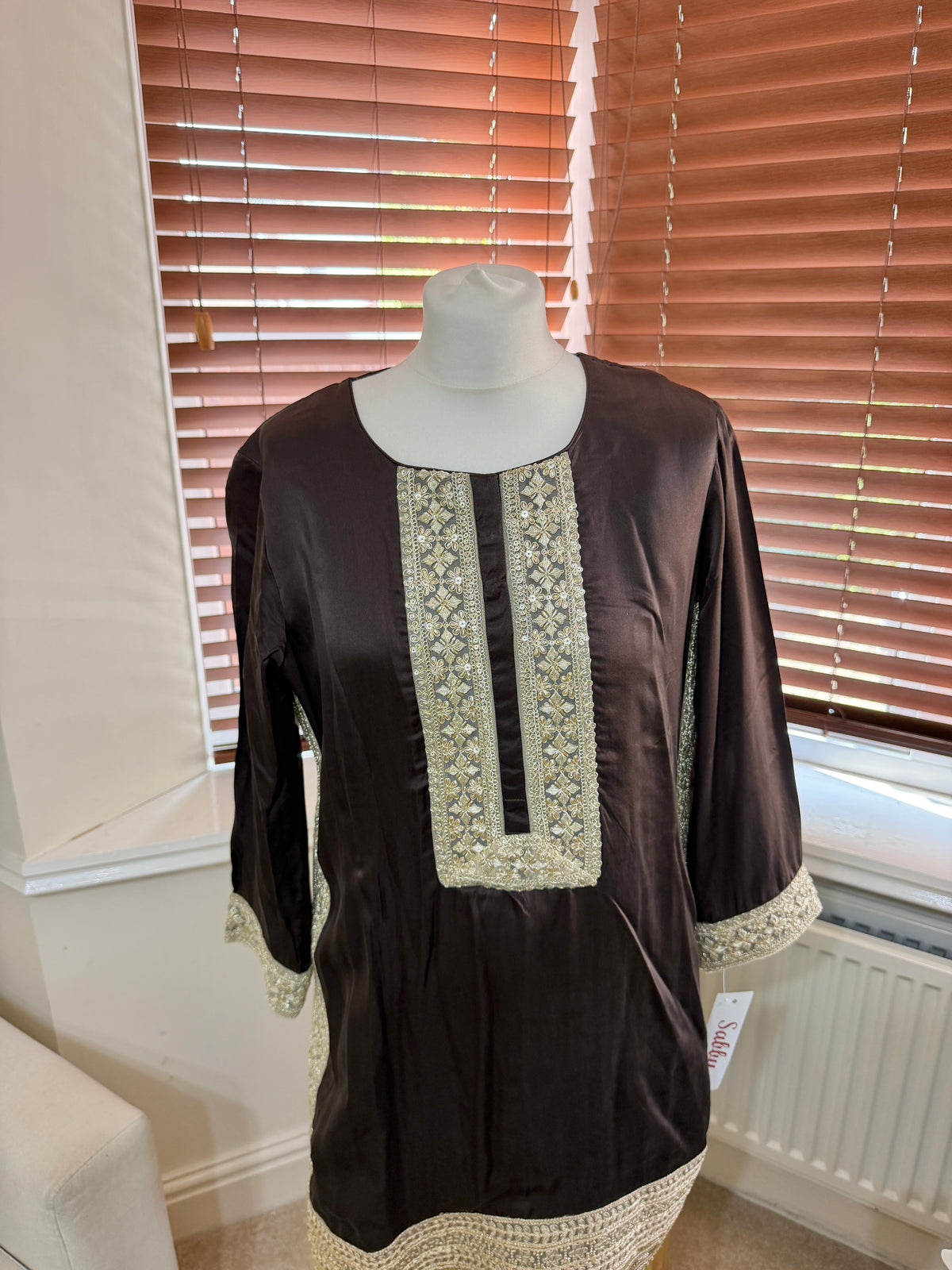 Chocolate Brown, Mustard and Teal Sharara