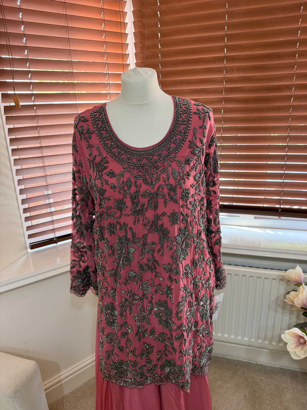 Dusty Rose Embellished Sharara Set