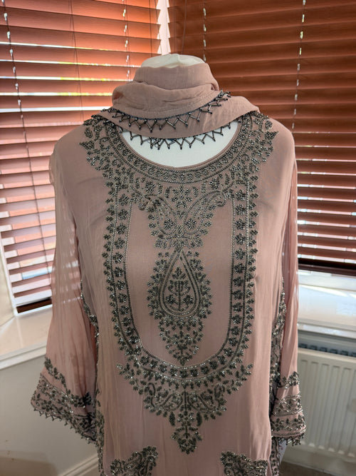 Blush Pink Embellished Trouser Set