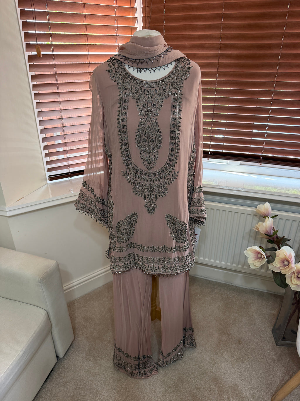 Blush Pink Embellished Trouser Set