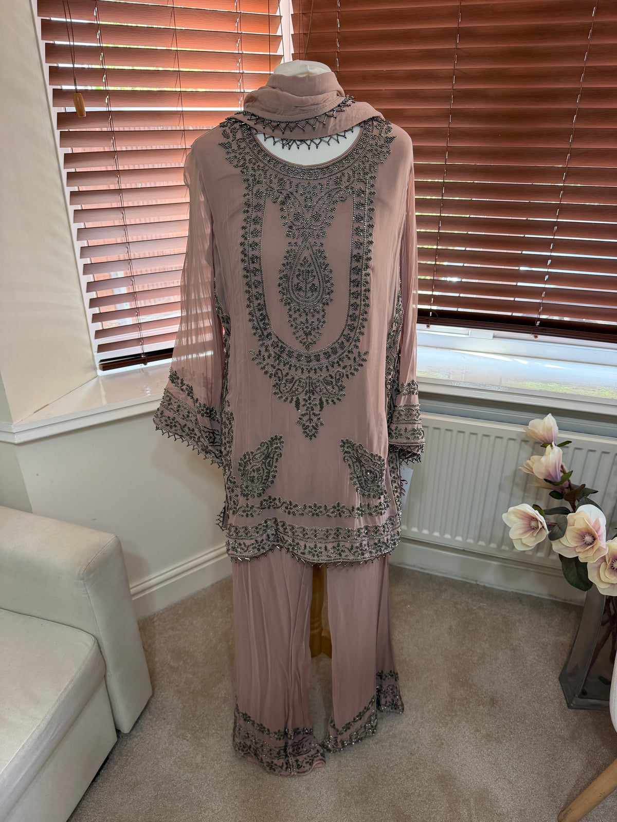 Blush Pink Embellished Trouser Set