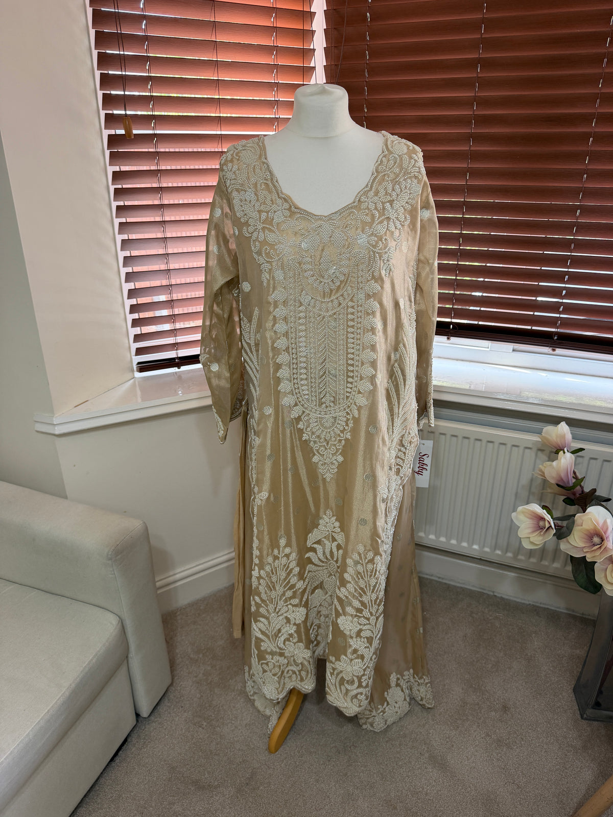 Gold Shiny Kurta Sharara Set