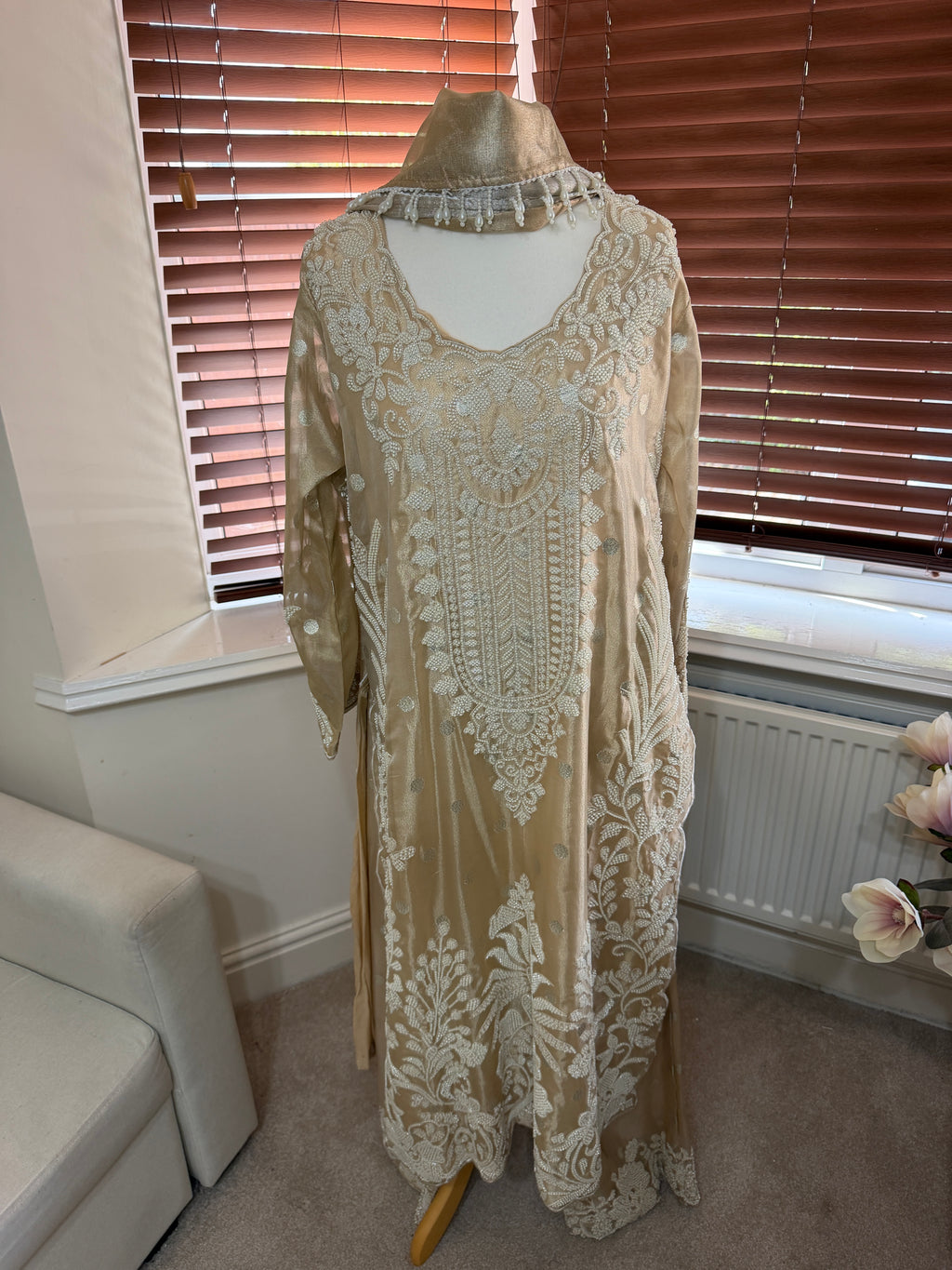 Gold Shiny Kurta Sharara Set