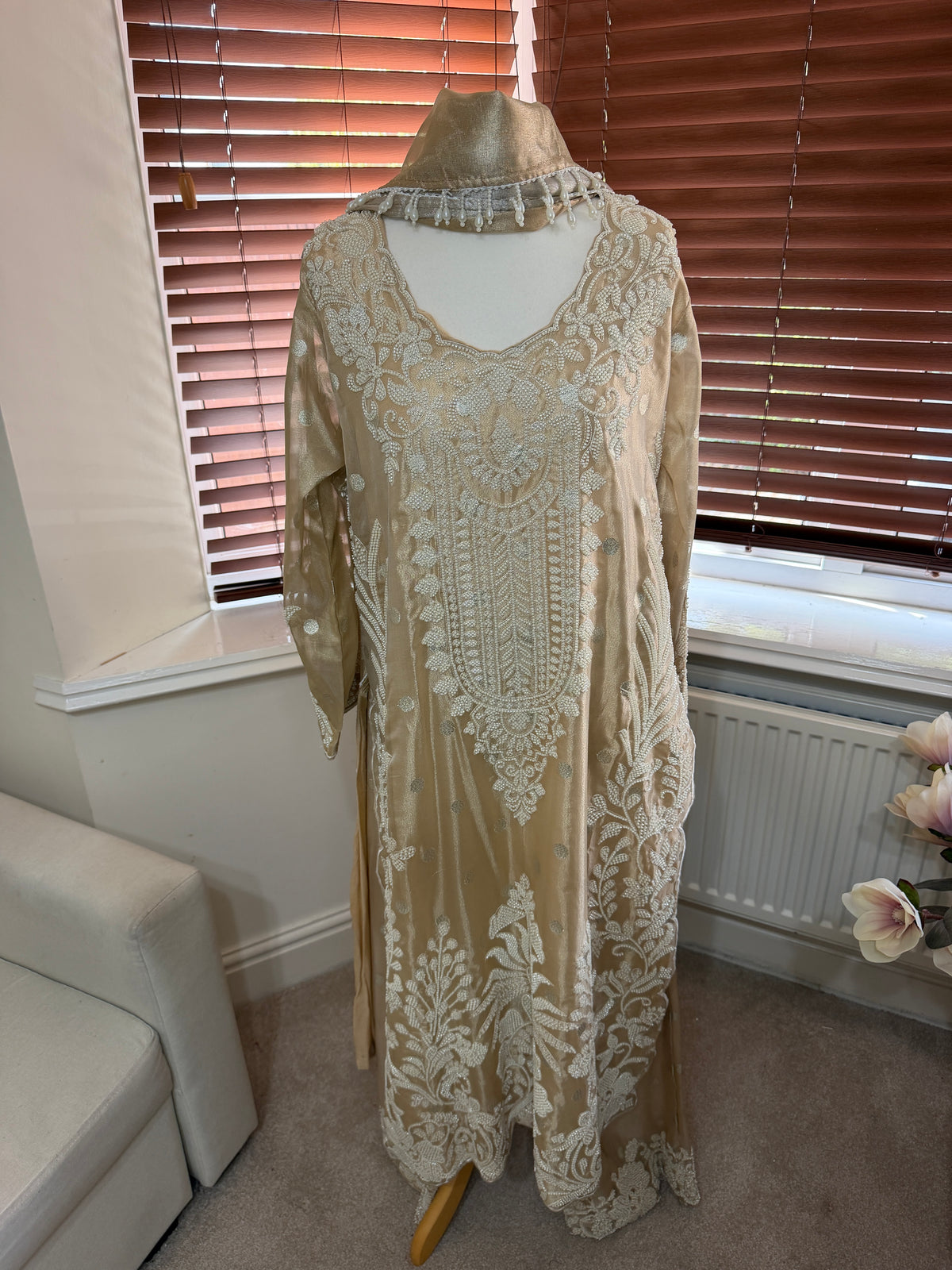 Gold Shiny Kurta Sharara Set
