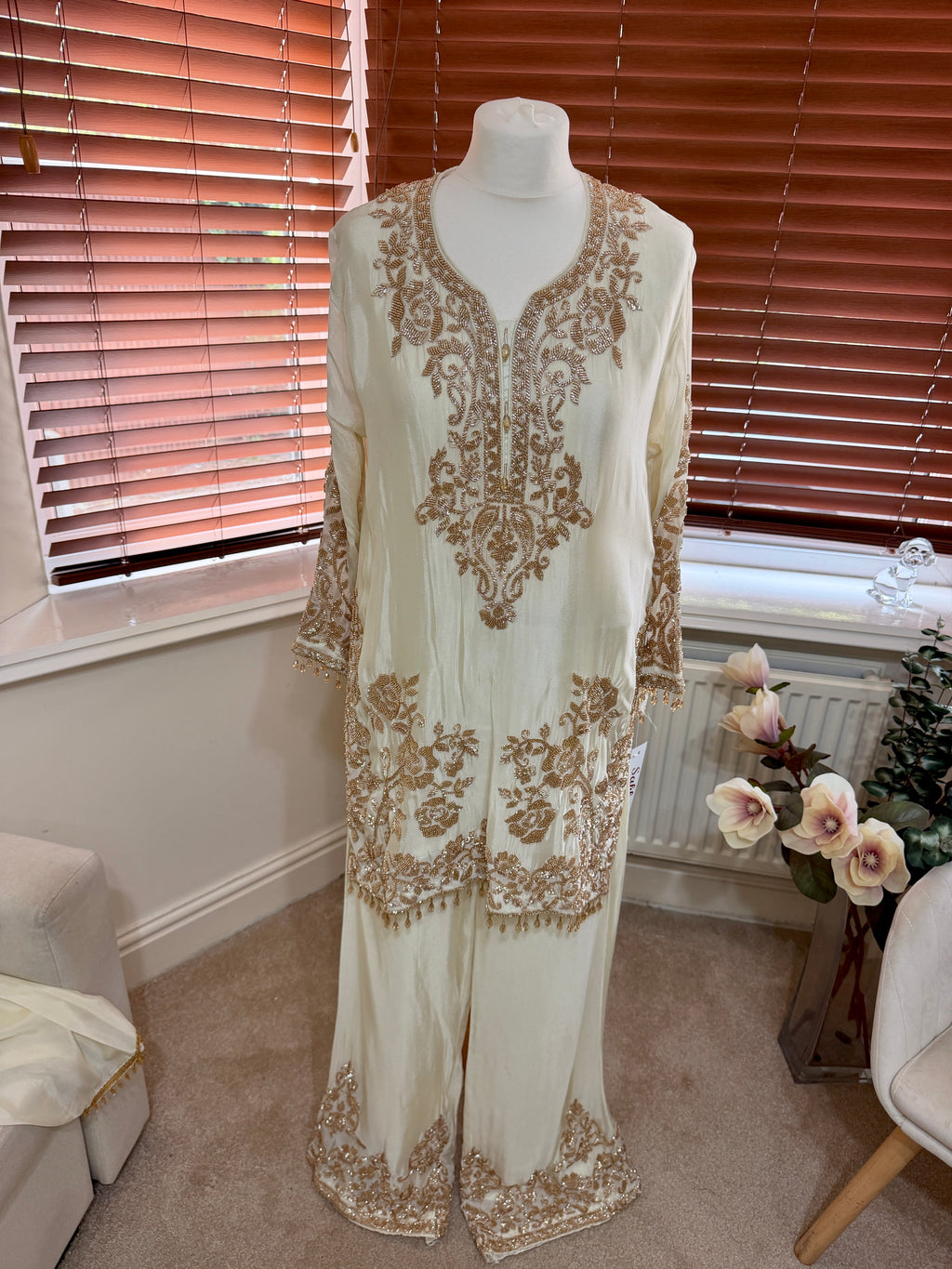 Ivory Gold Embroidered Kurta Set
