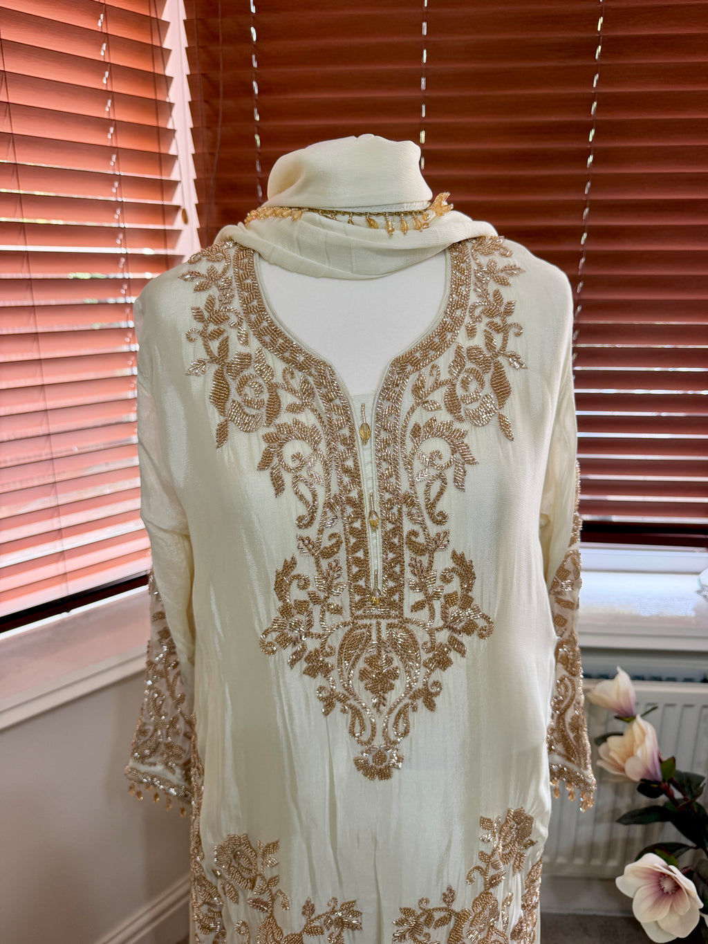 Ivory Gold Embroidered Kurta Set