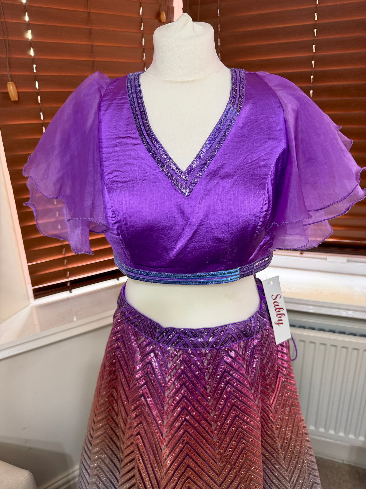 Purple Ombre Ruffle Lehenga Set
