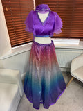 Purple Ombre Ruffle Lehenga Set