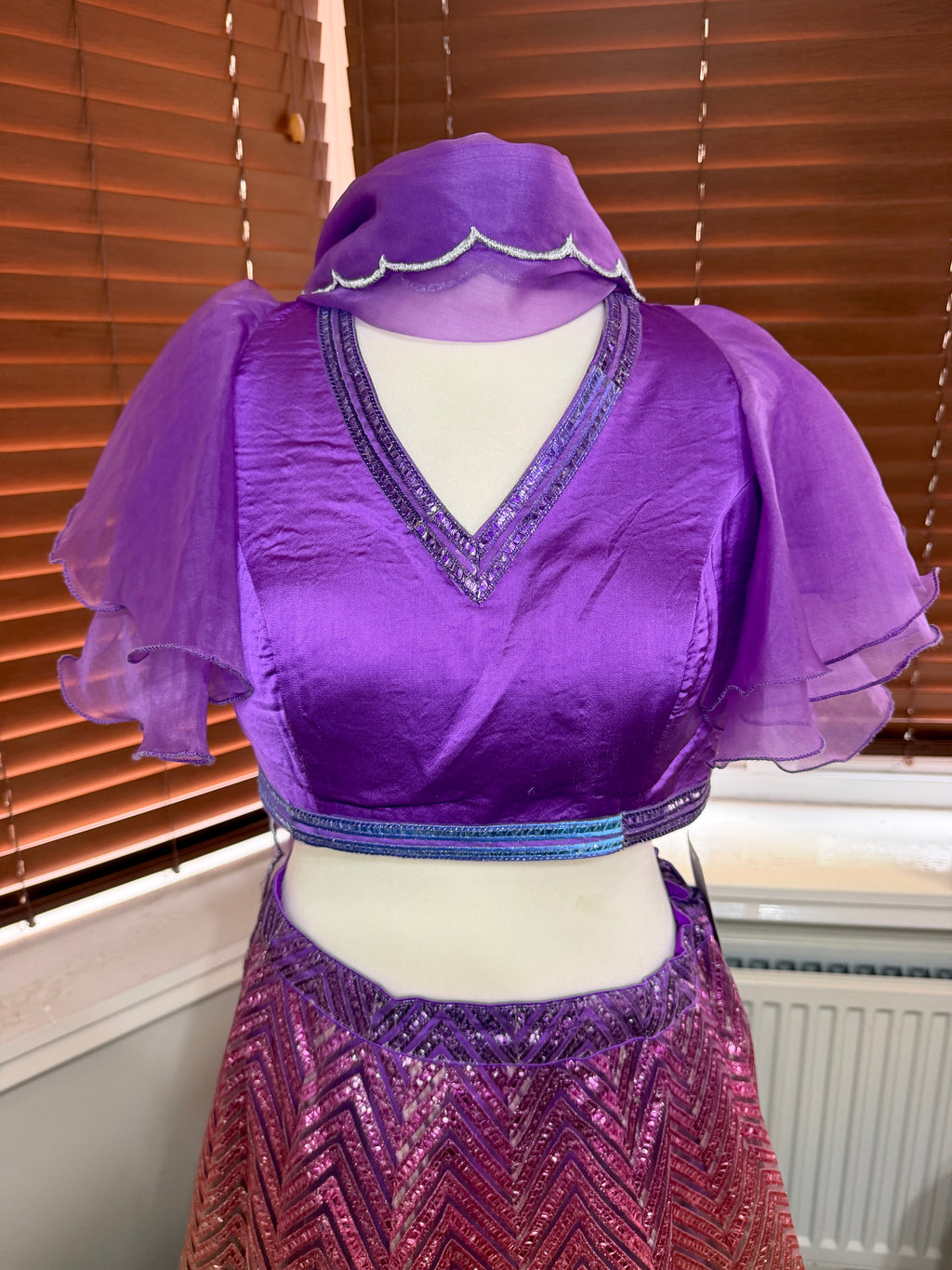 Purple Ombre Ruffle Lehenga Set