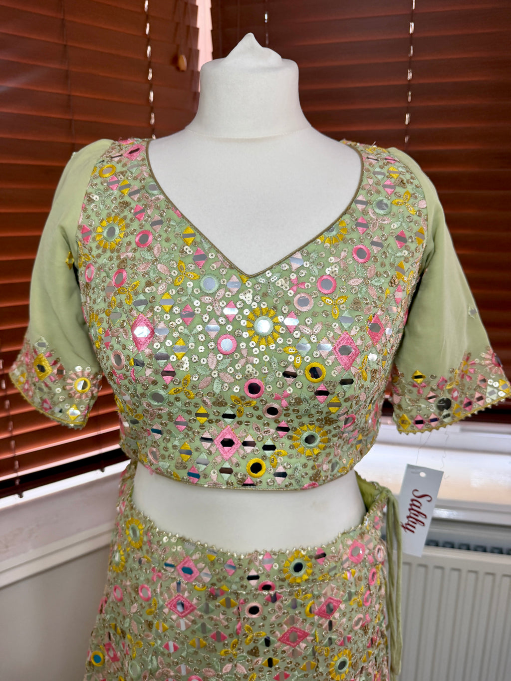 Pistachio Floral Embroidered Lehenga Set