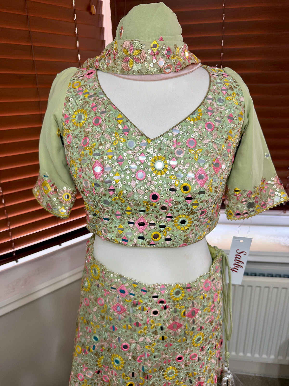Pistachio Floral Embroidered Lehenga Set