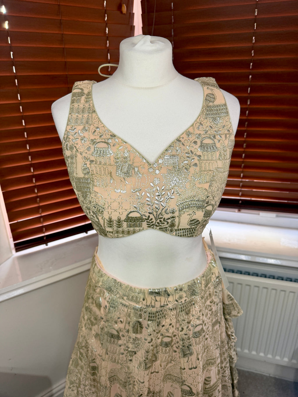 Champagne Gold Embroidered Lehenga Set