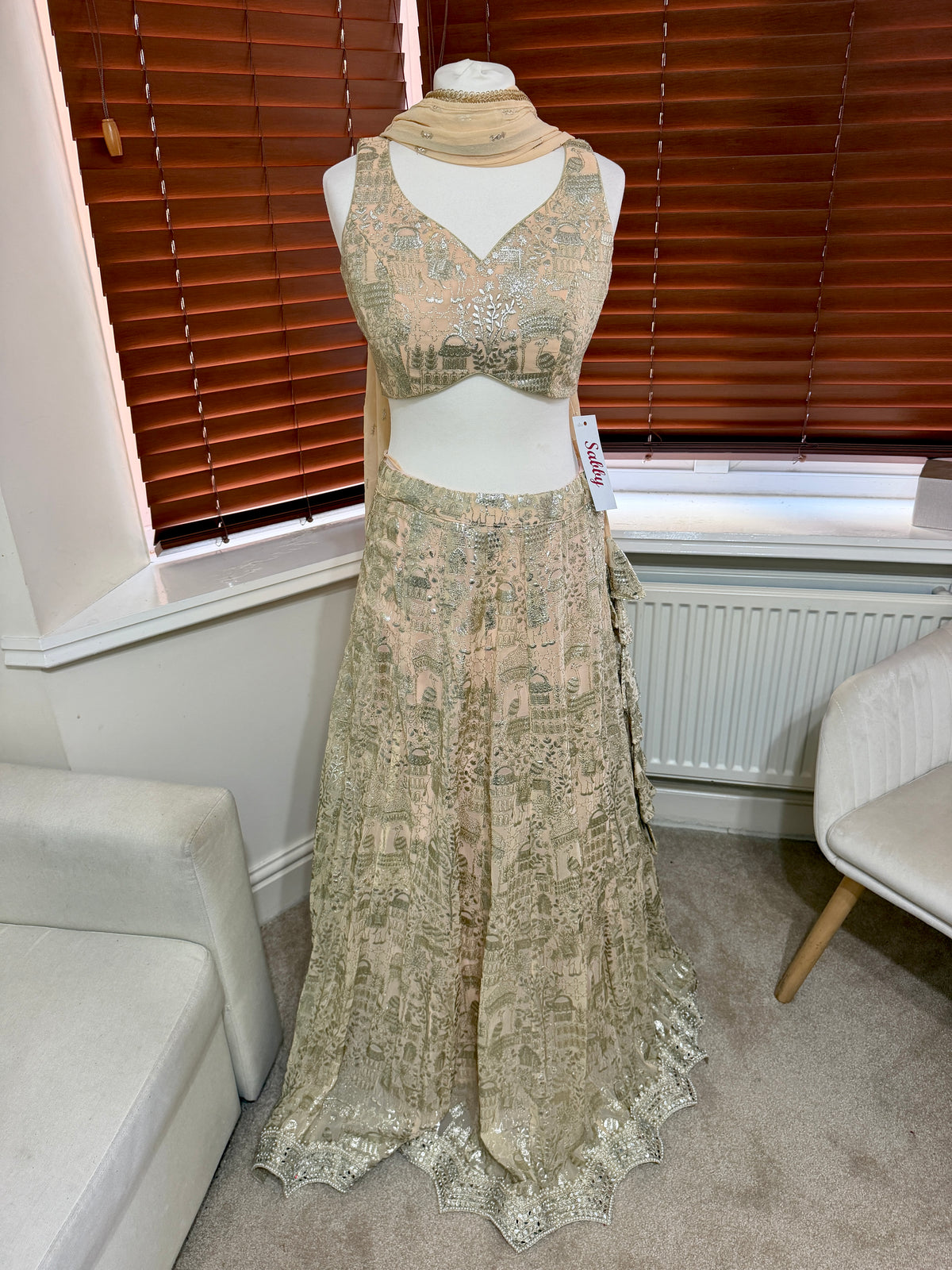 Champagne Gold Embroidered Lehenga Set