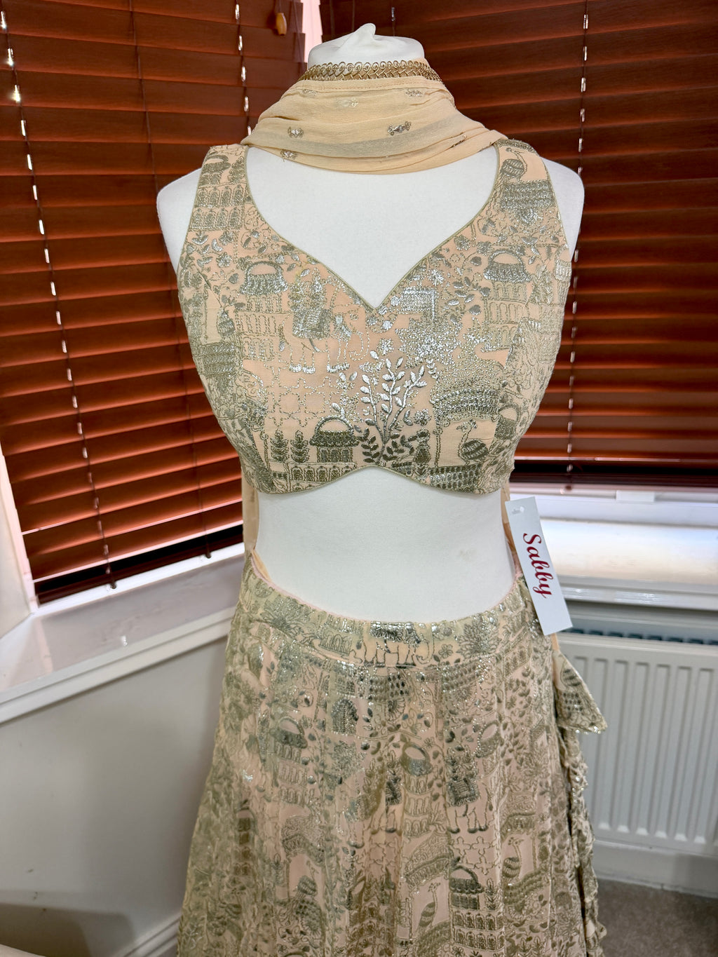 Champagne Gold Embroidered Lehenga Set