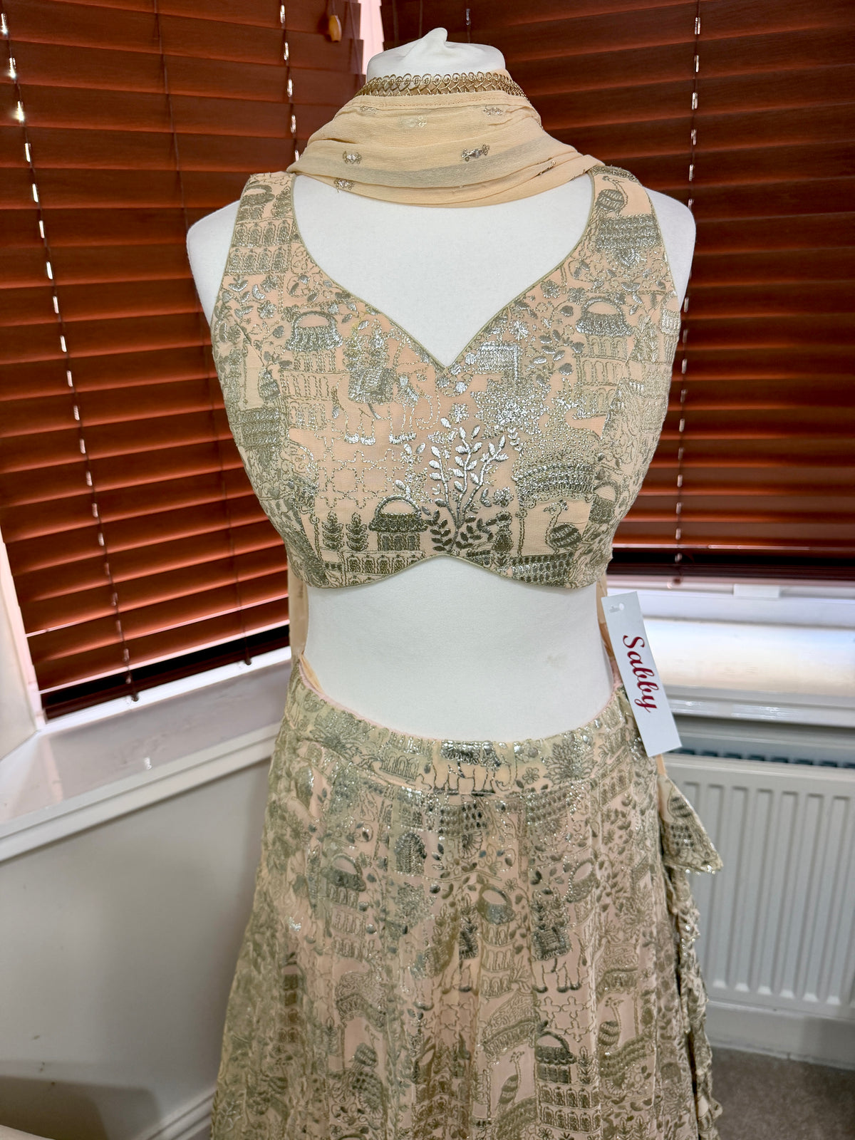 Champagne Gold Embroidered Lehenga Set